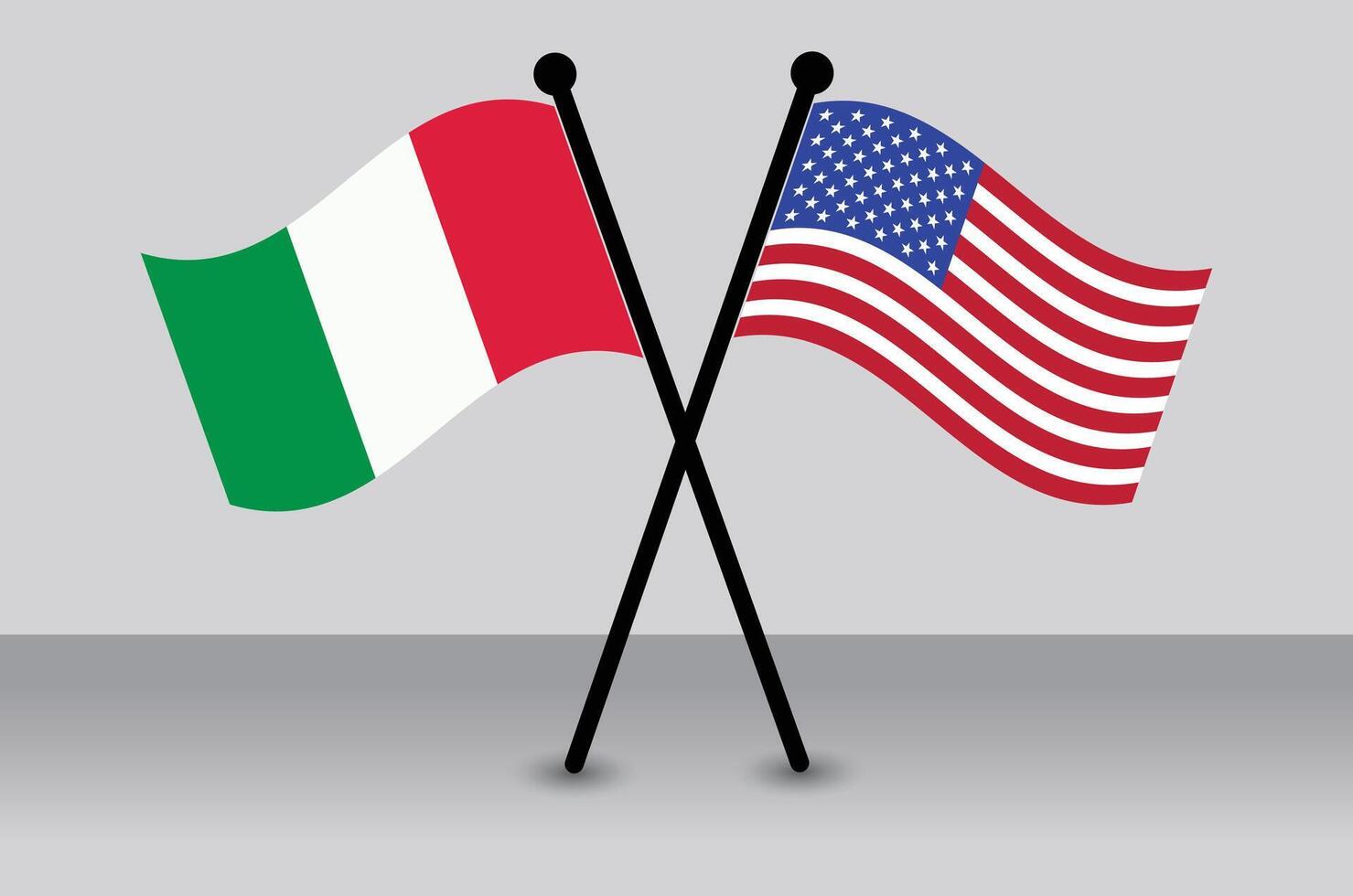 Crossed Italian and American flags vector
