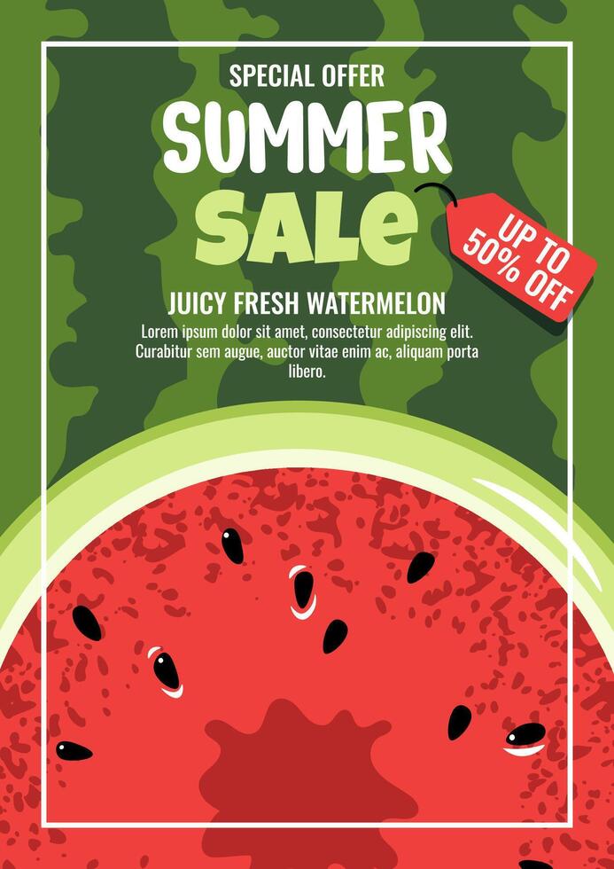 Fresh watermelon summer sale announcement vector