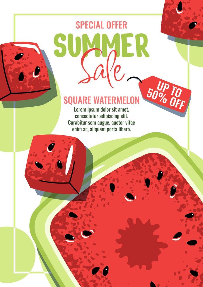 Square watermelon sale vector