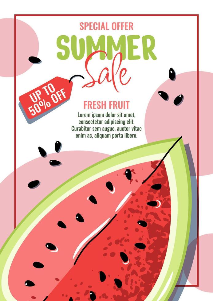 Fresh watermelon for summer sale vector