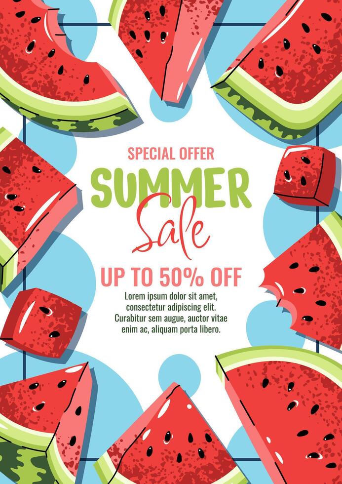 Summer sale featuring fresh watermelons vector
