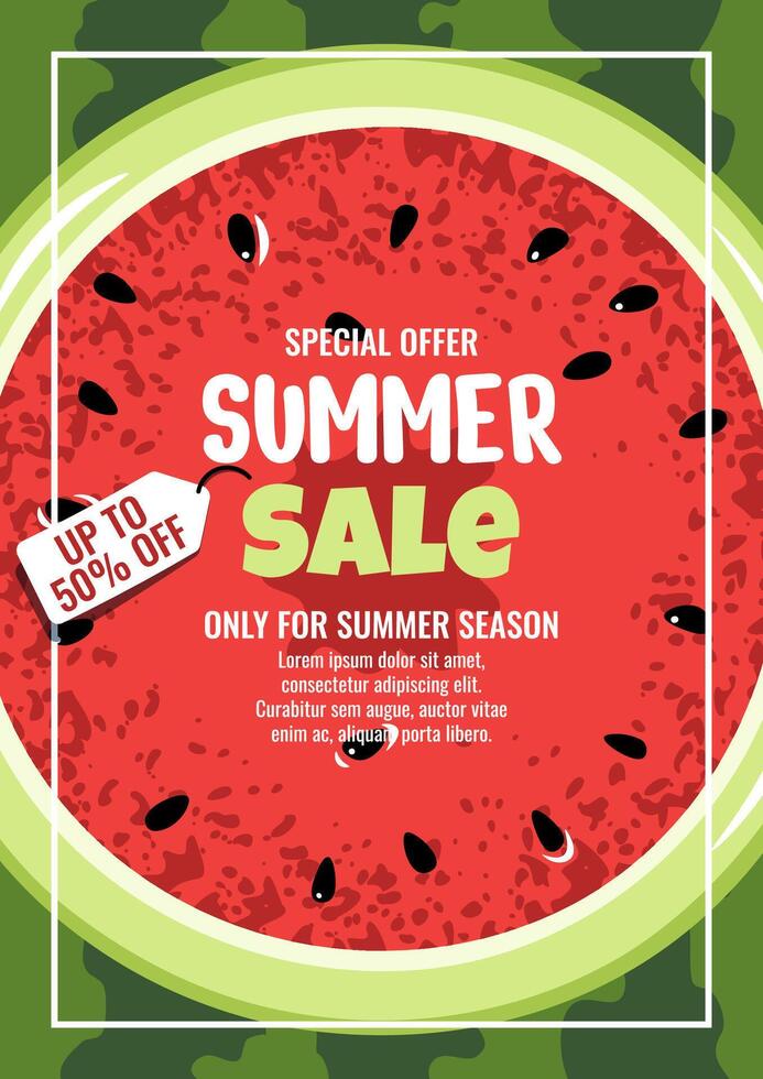 Summer sale advertisement with watermelon theme vector