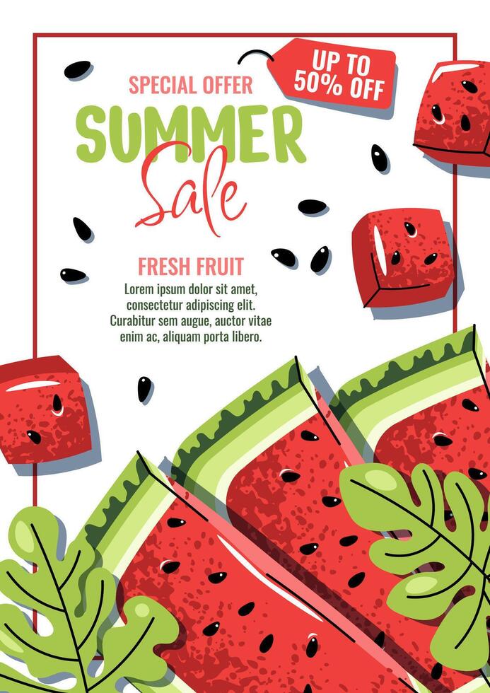 Colorful summer sale poster for fresh fruit vector