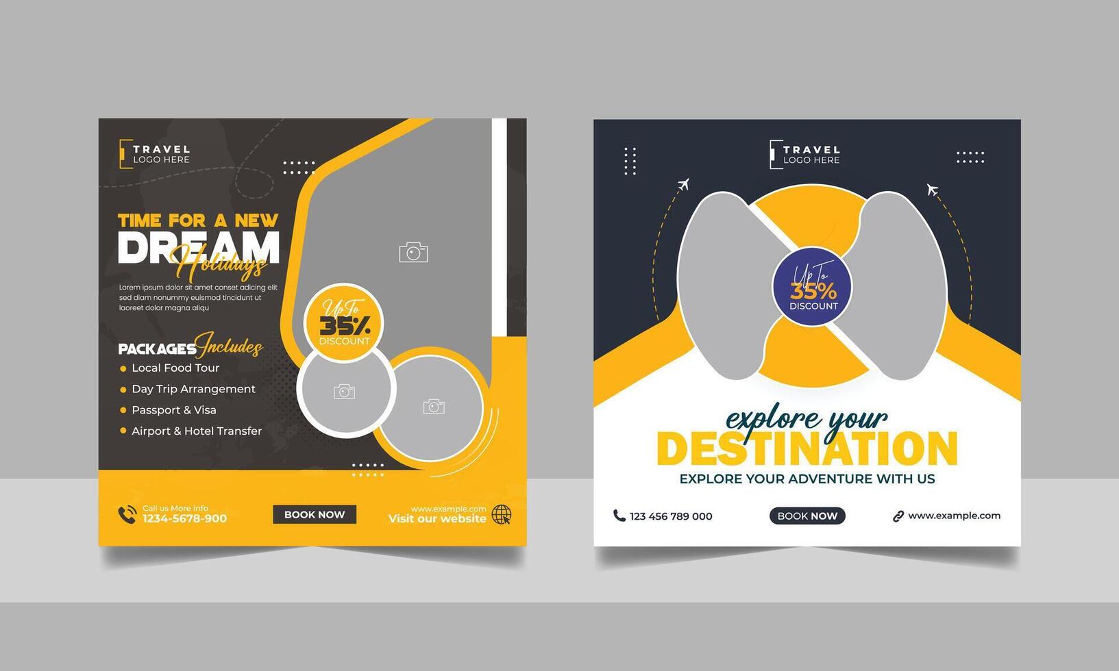 Travel packages and discounts flyer vector