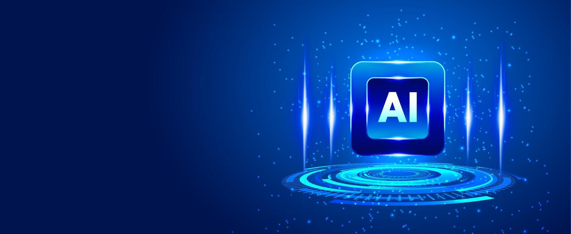 AI digital icon with blue background vector
