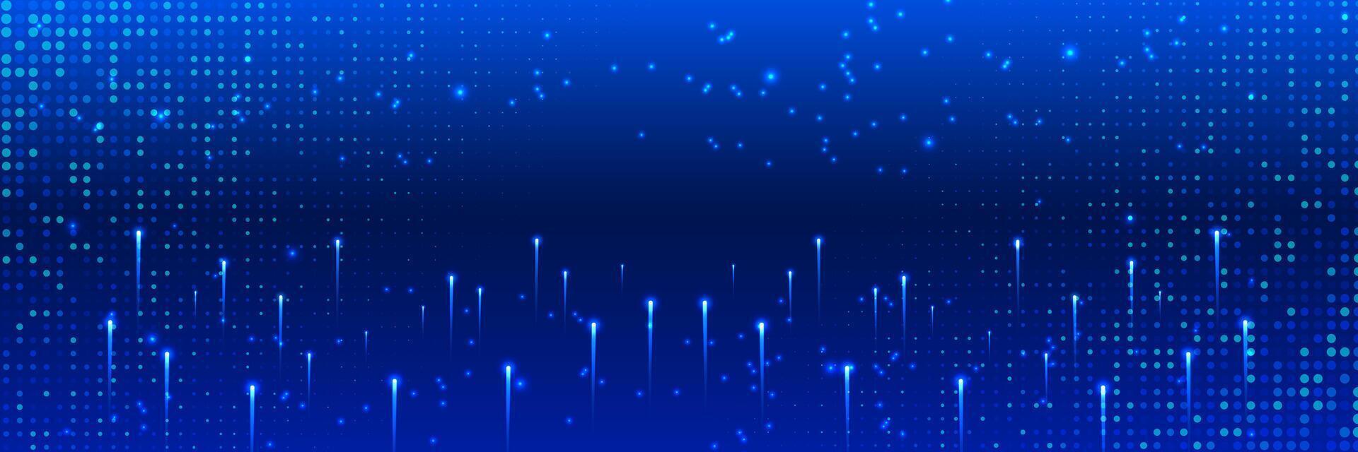 Abstract background with digital blue dots and vertical glowing lines falling down, perfect for use in presentations, banners, technology headers, and modern digital designs. vector