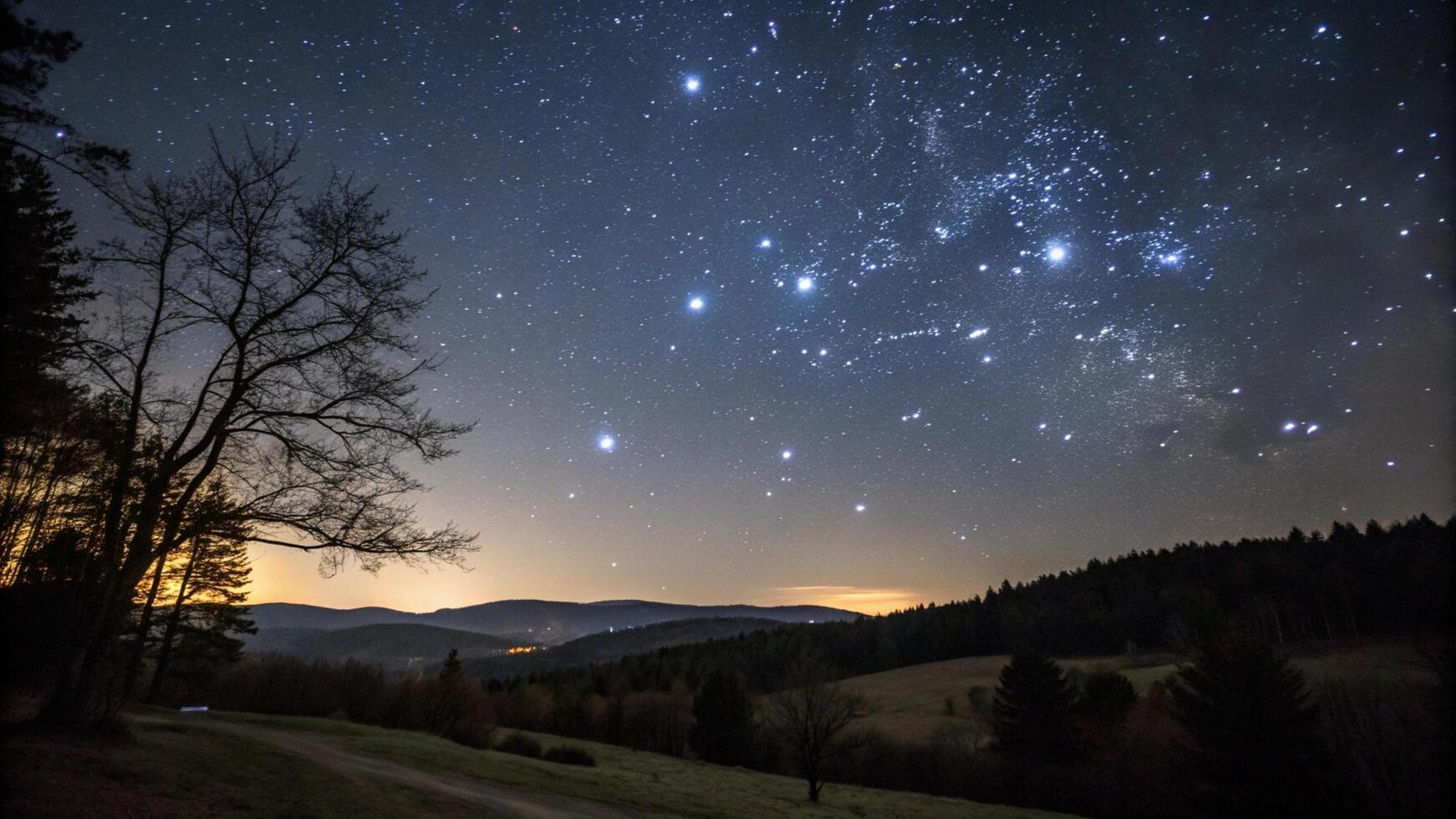 The night sky is filled with stars and constellations photo