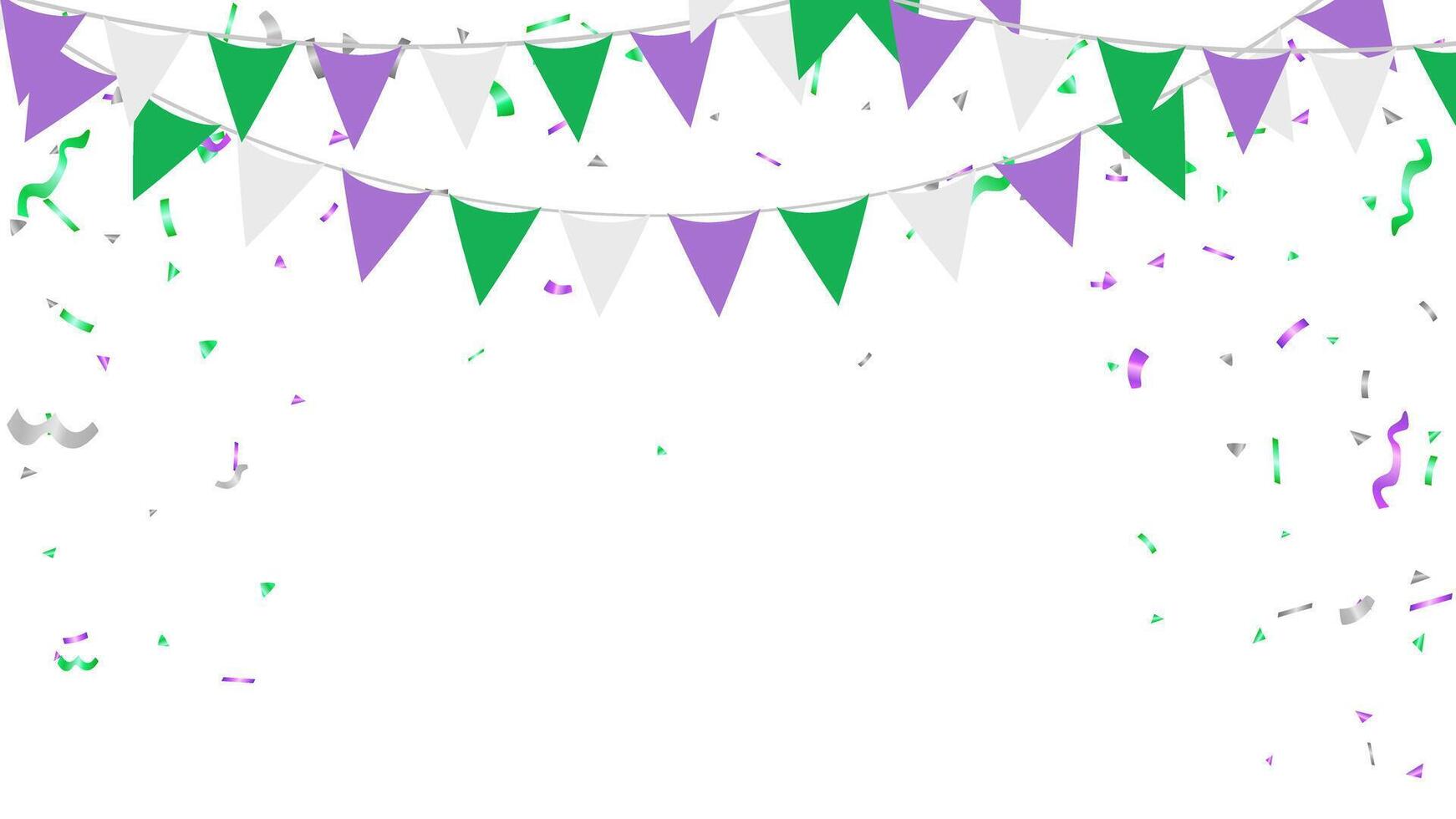 Gender queer, LGBTQ background with garland of pride flag and confetti vector