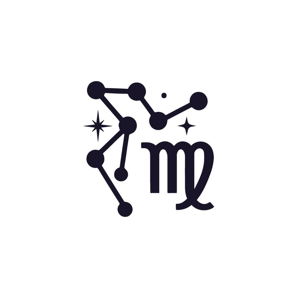Virgo zodiac symbol silhouette logo in elegant minimal style, vector