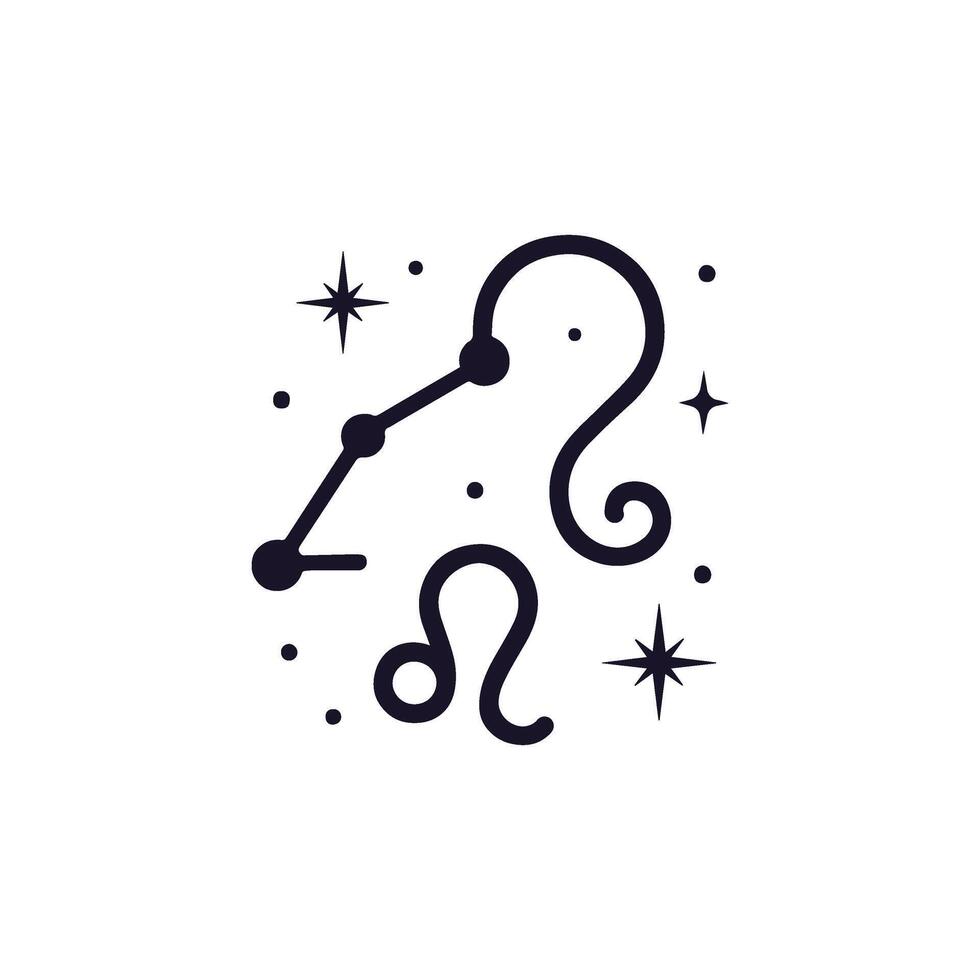 Leo zodiac symbol silhouette logo with lion motif, vector