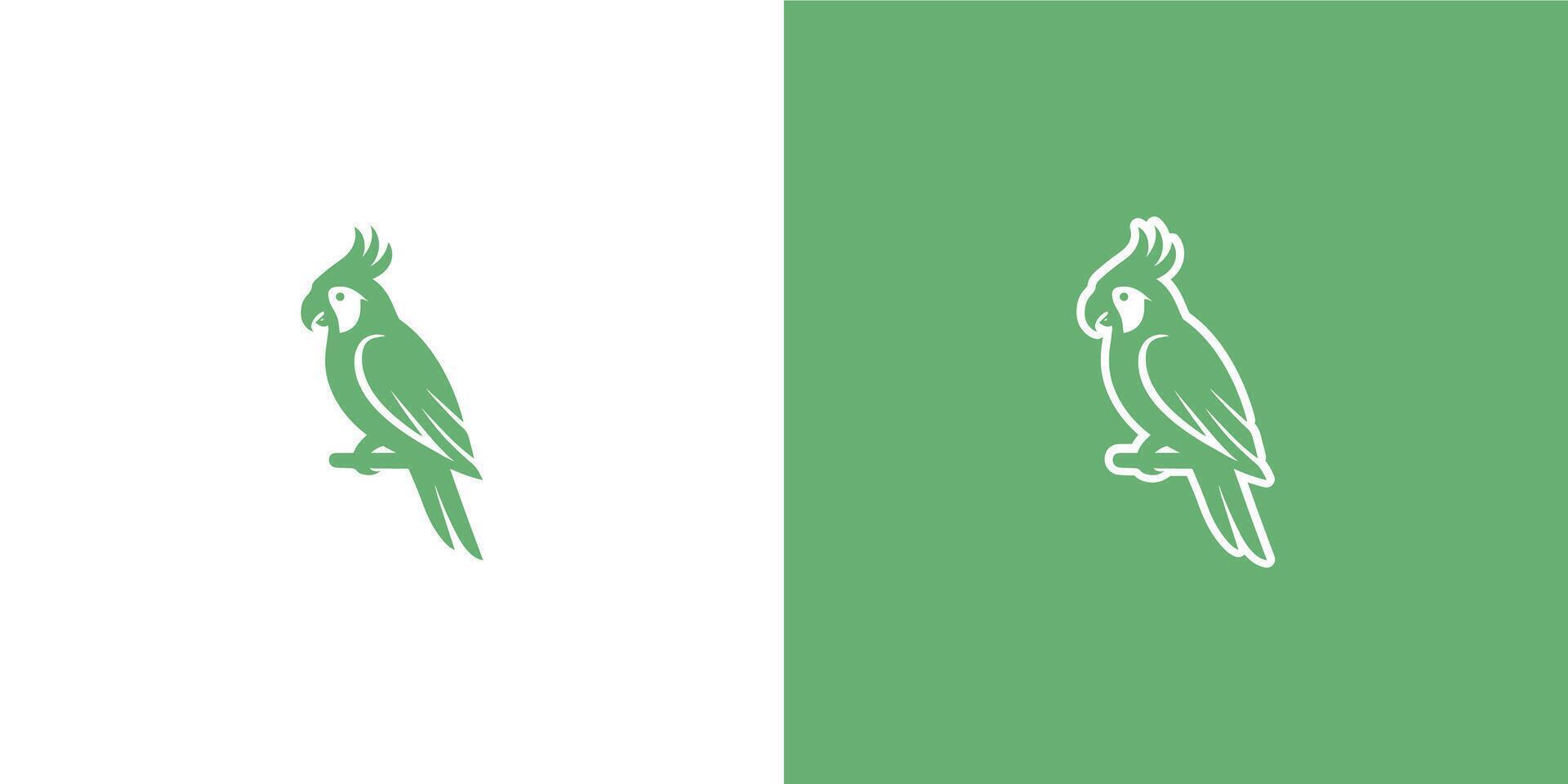 Cockatoo bird silhouette logo in elegant perched pose, vector