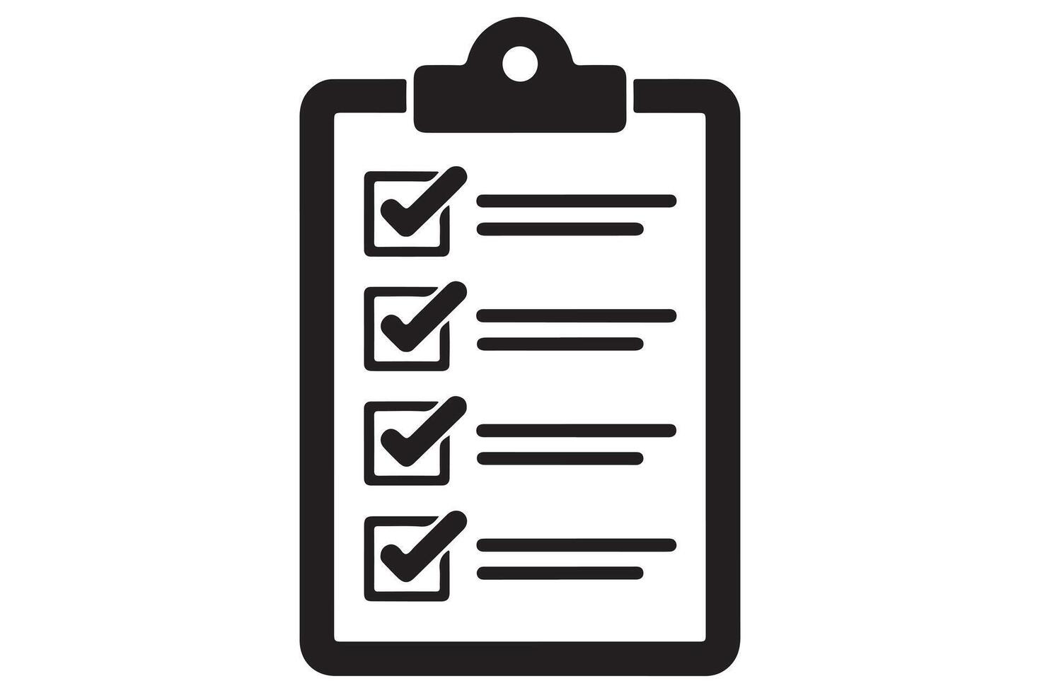 Black silhouette checklist icon with tick box and minimal layout vector
