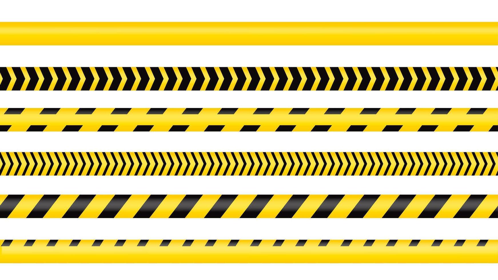 Police Line Tape Set with Crime Scene and Caution Signs vector