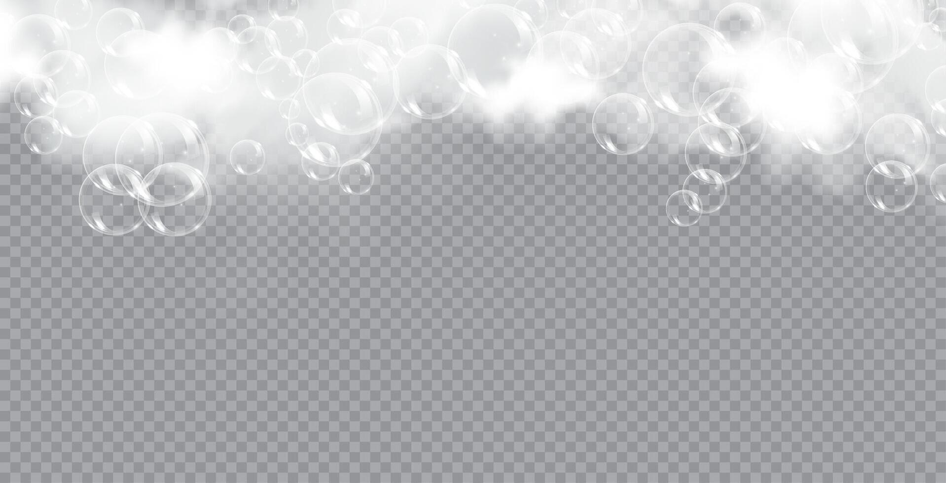 Clean White Soap Foam with Airy Bubbles vector