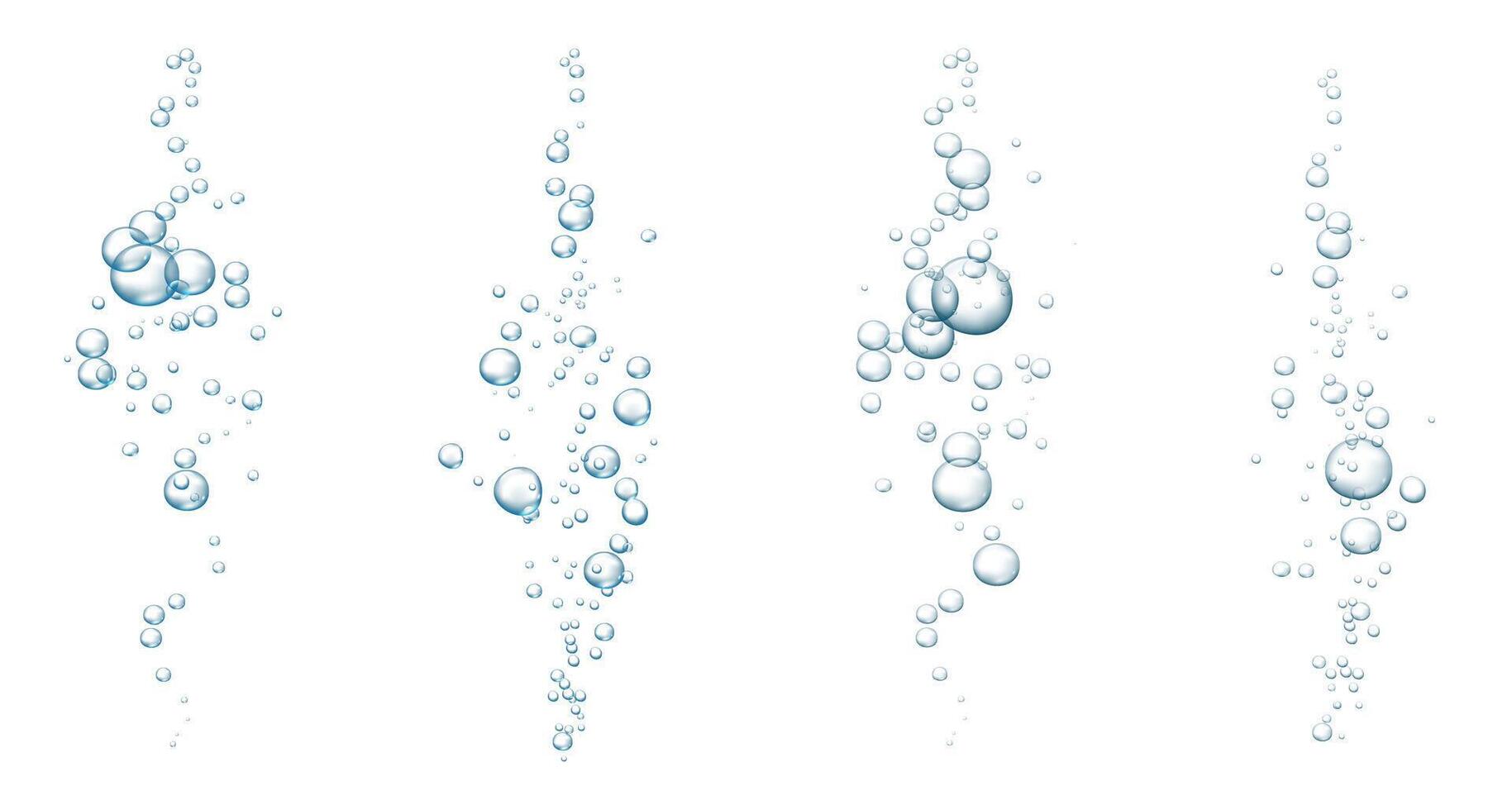 Blue fizzy bubbles. Sparkles underwater stream in water, sea, aquarium. Fizzy pop and effervescent drink. Abstract fresh soda bubbles vector