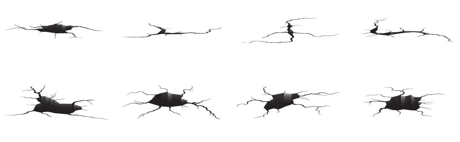 Crashing Ground and Broken Surface Cracks Illustration vector