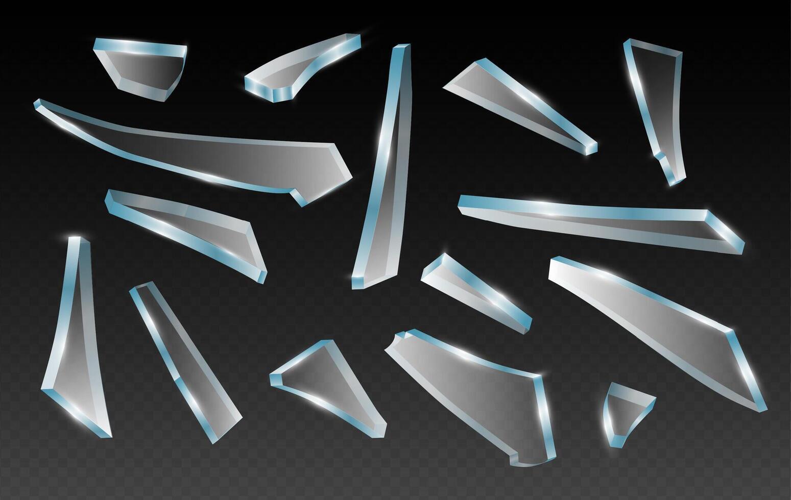 Realistic Broken Glass Shards and Splinters Clip Art vector