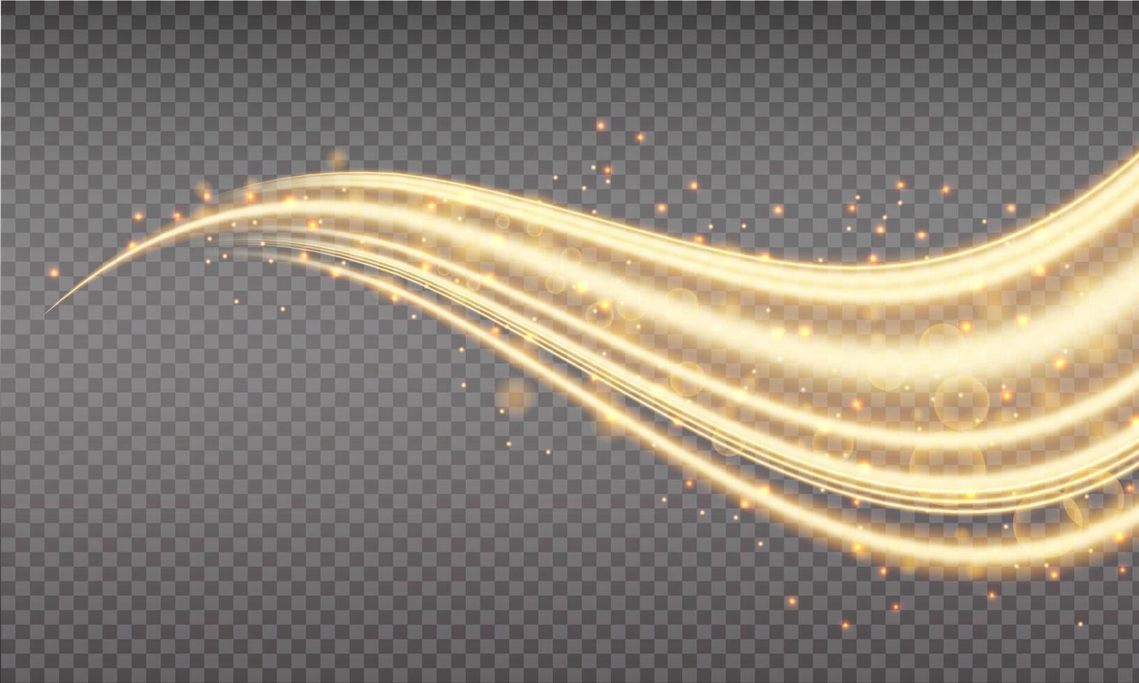 Golden Swoosh Trail with Sparkles and Light Particles vector