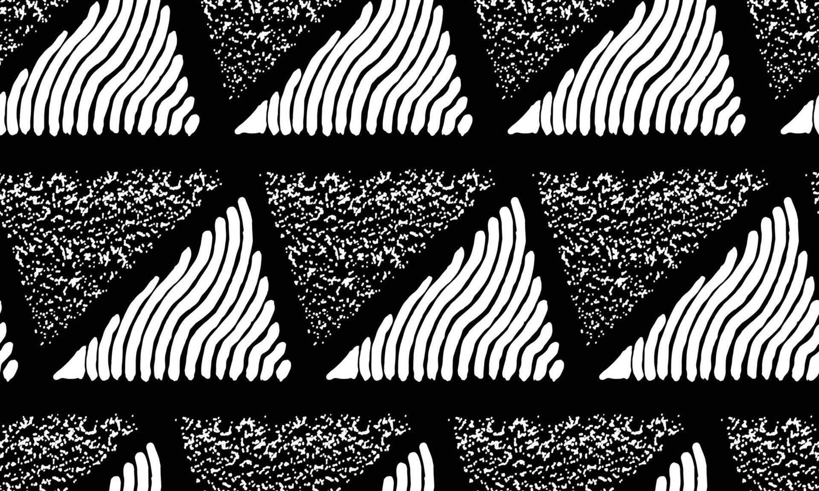 Hand drawn brush lines and stippling, seamless abstract triangles pattern, Ethnic and tribal handcrafted texture background. Simple geometric graphic for textile, decoration, carpet vector
