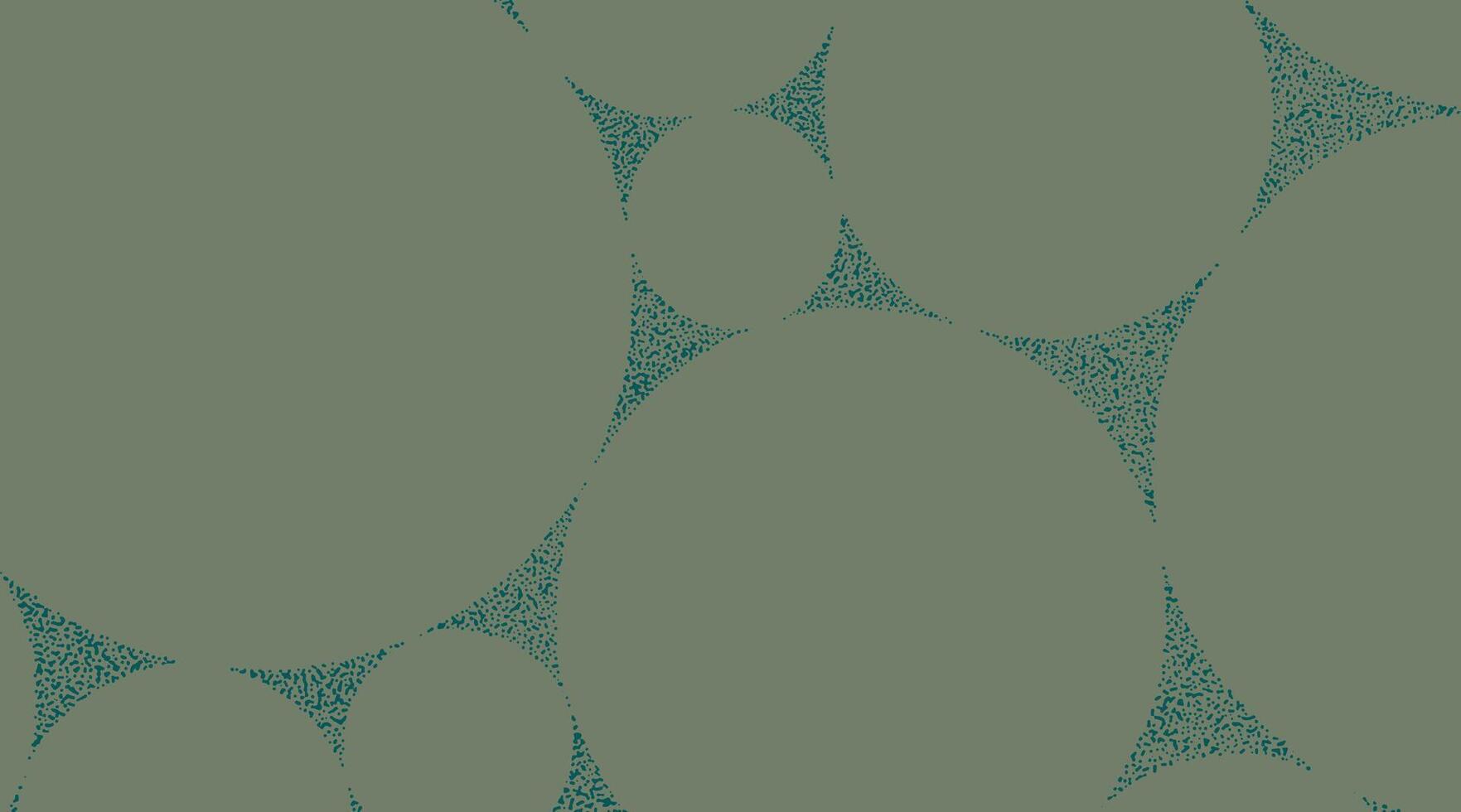Hand drawn monochromatic circles with stipples texture in mute green. Abstract geometric and dot surface background, simple graphic for textile, decoration vector