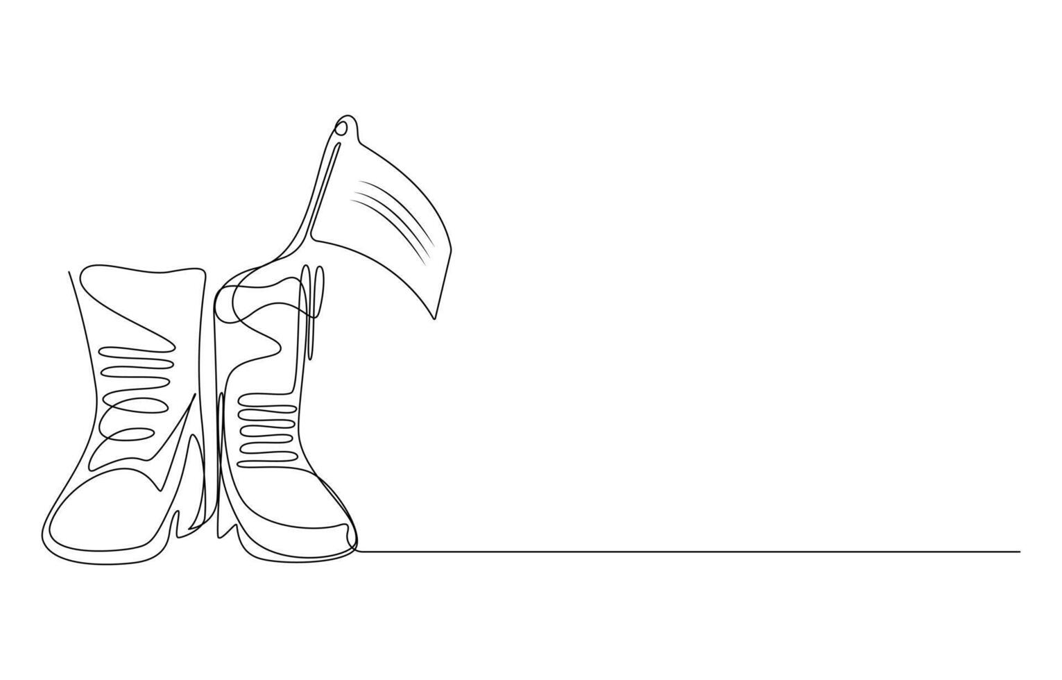 Military Boots and Flag Continuous Line Drawing vector