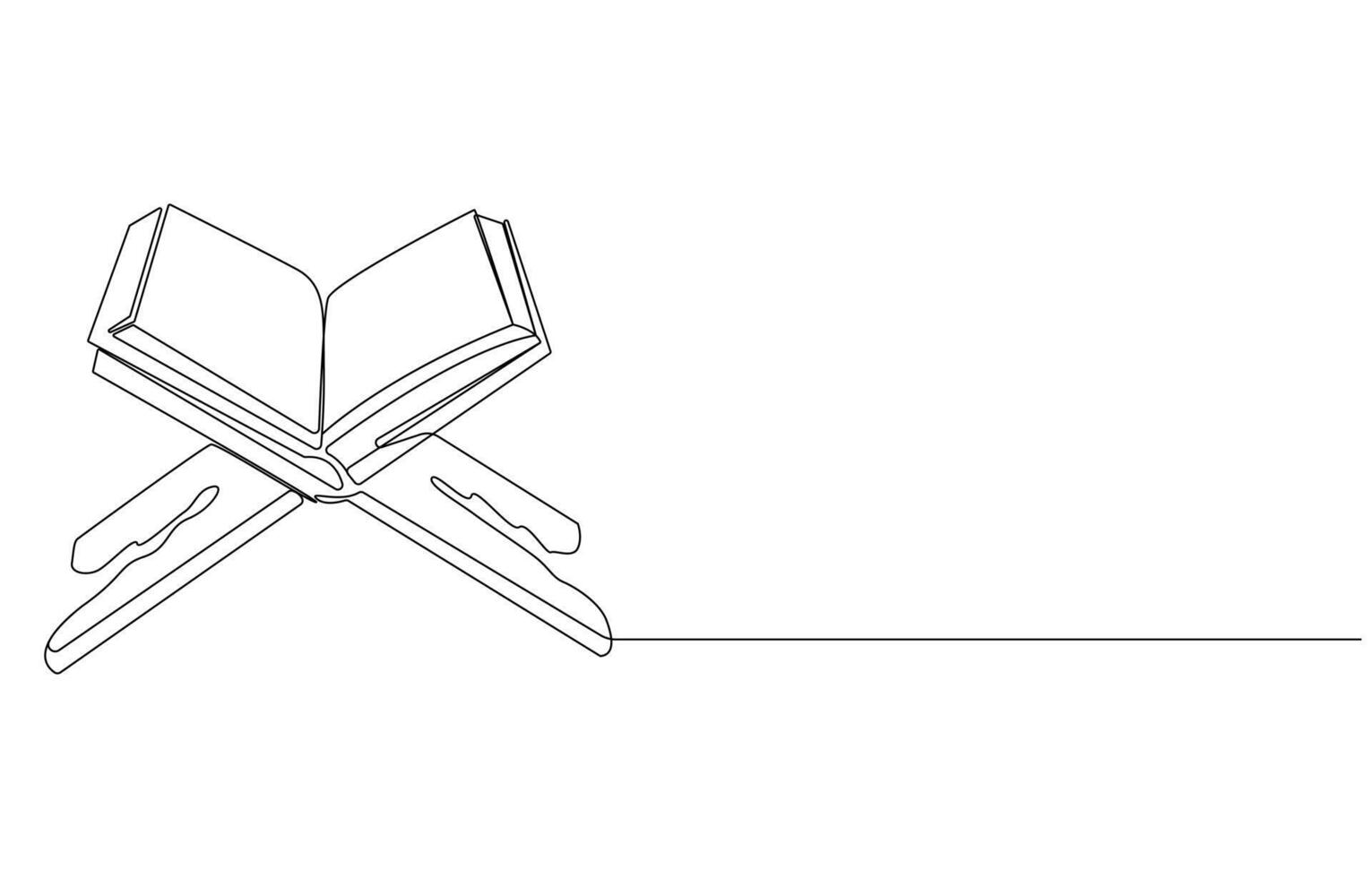 Open Quran on a Rehal Stand A Single Line Drawing vector