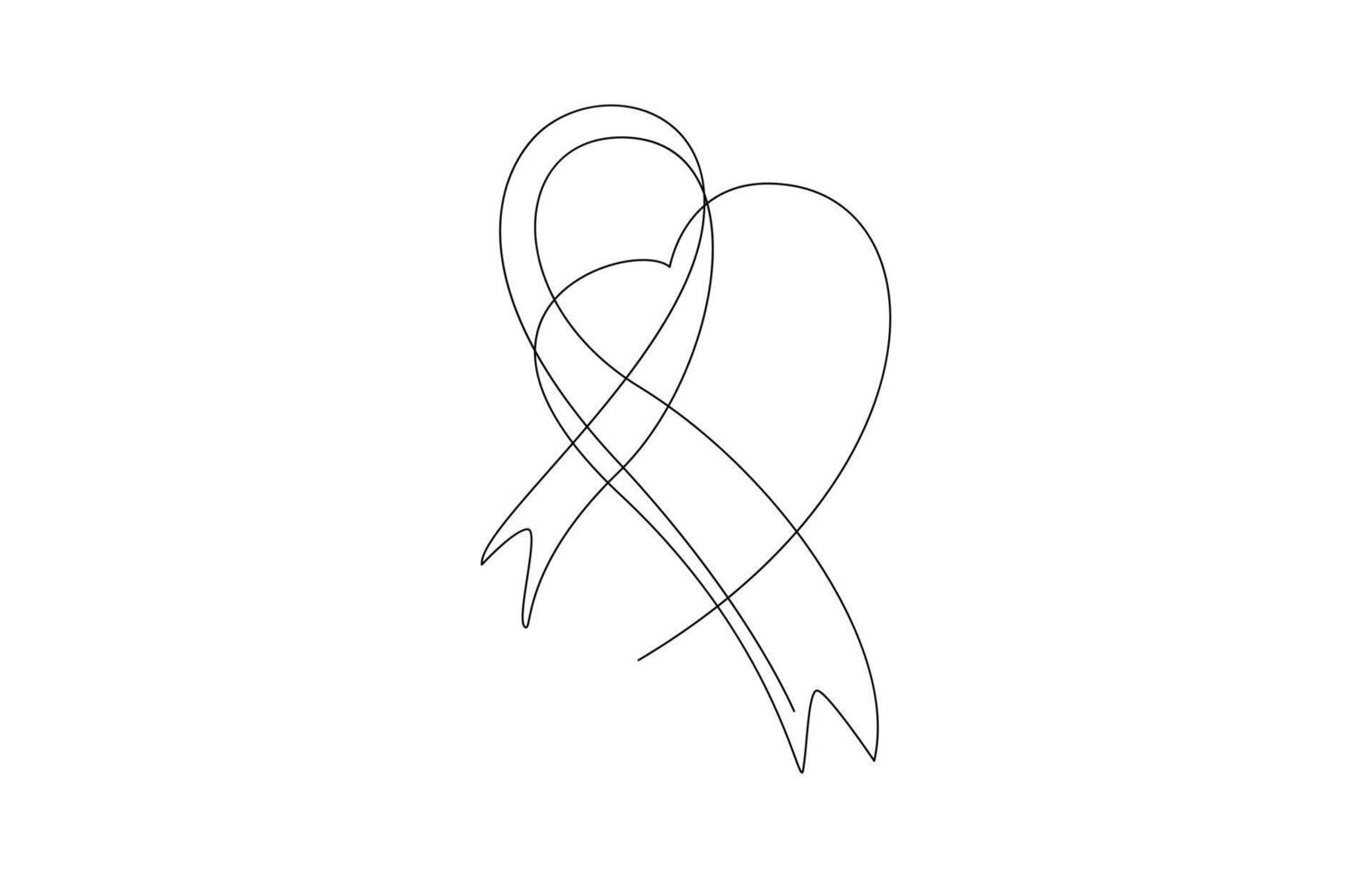 Awareness Ribbon Continuous Line Art vector