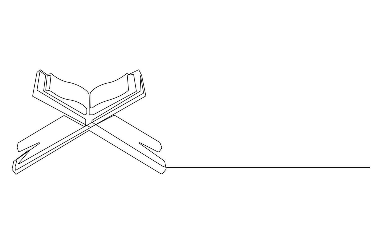 Quran on Rehal - Continuous Line Art, vector