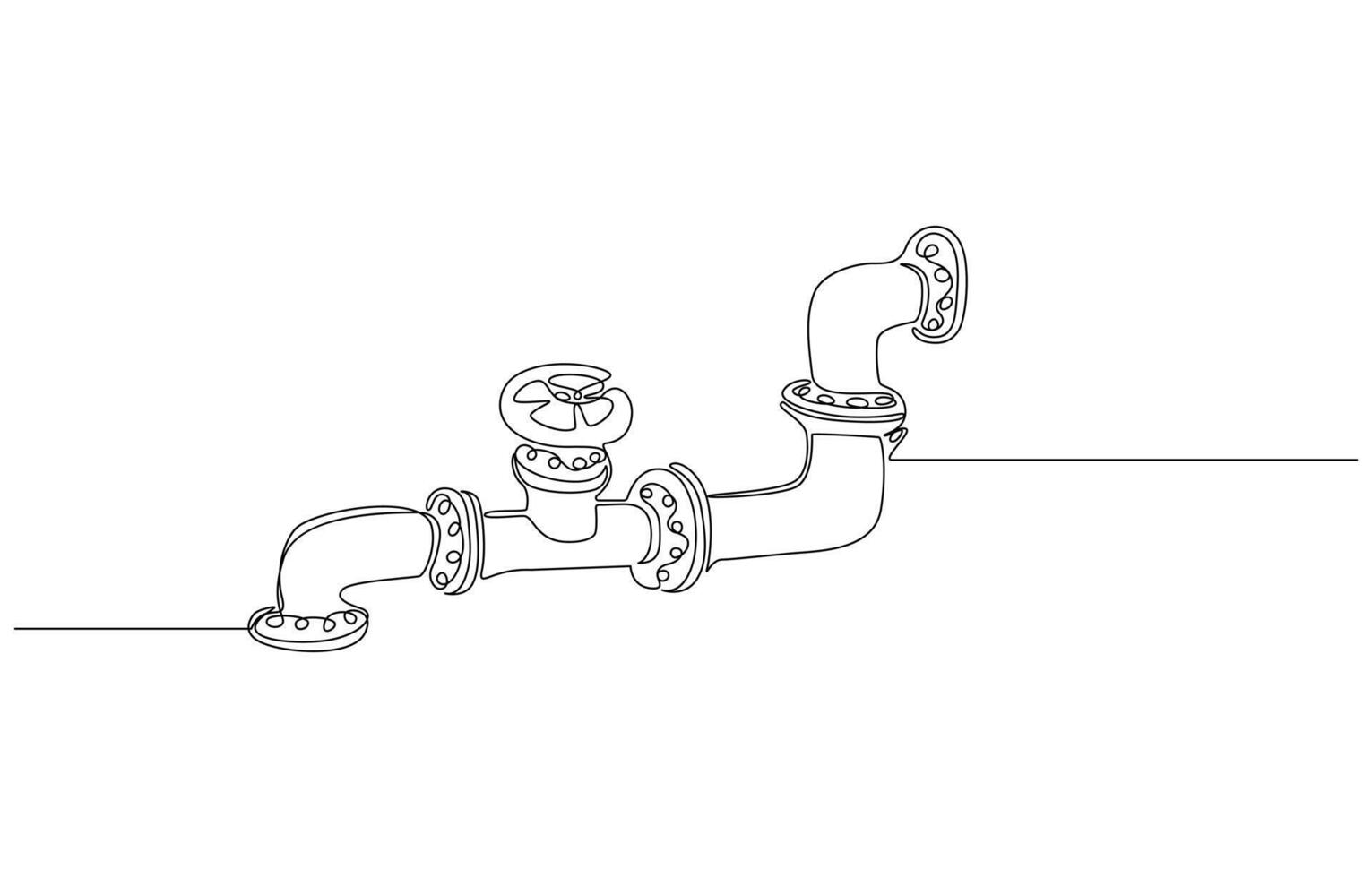 Piping System Line Art Industrial Valve and Pipe Fittings vector