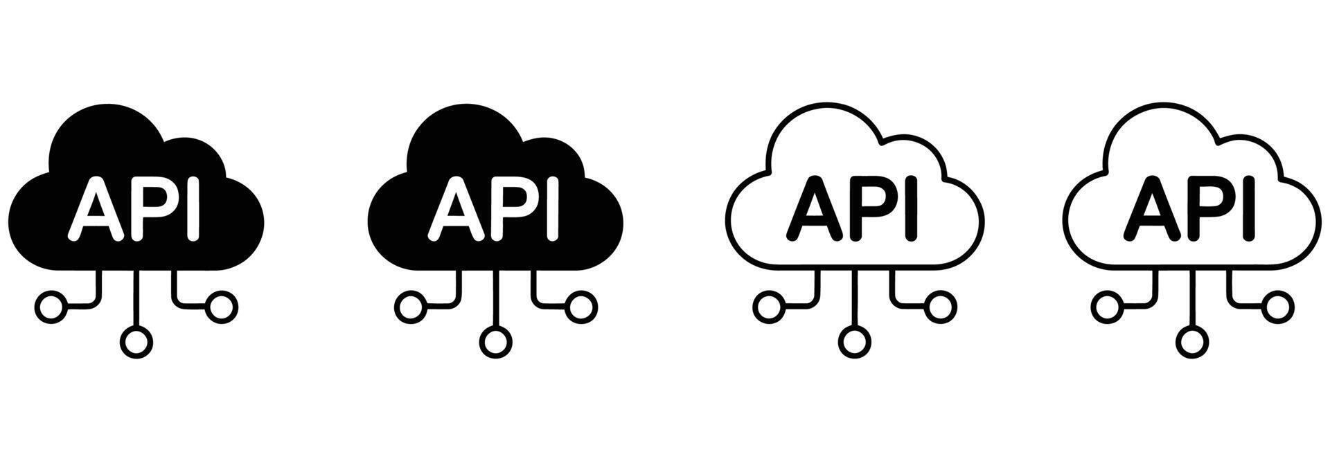 solicitud programación interfaz íconos representando software intermediario para conectando servicios en nube informática plataforma y sin costura datos intercambiar vector