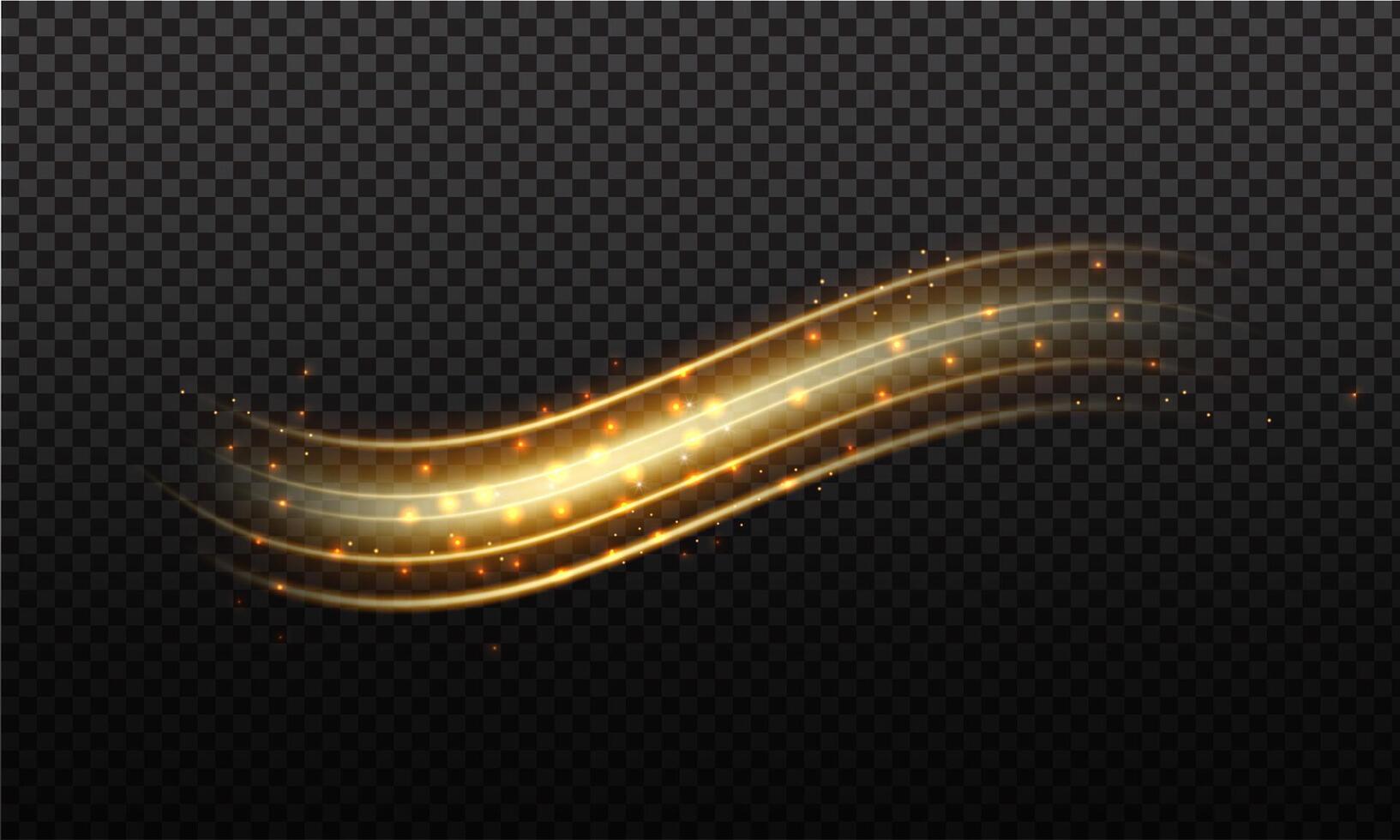 Radiant Gold Light Wave on Transparent Background vector