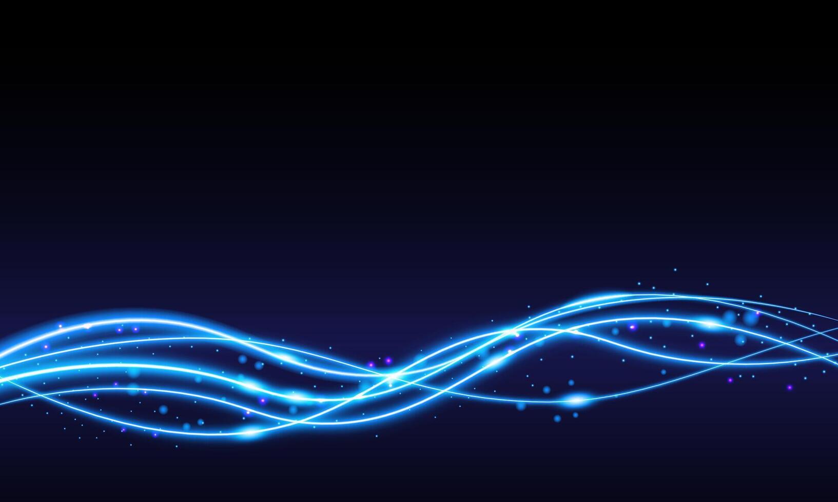 Blue Neon Swoosh Wave with Glowing Stardust Trail vector