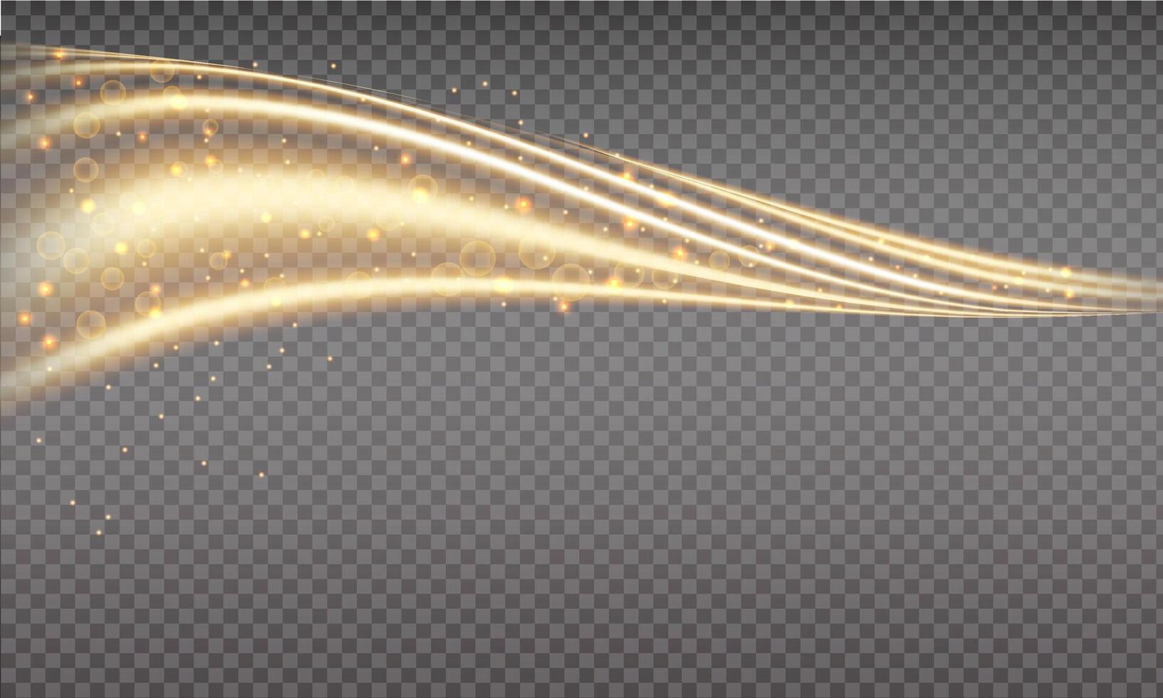 Magic Swoosh of Gold Light with Shimmering Glow vector