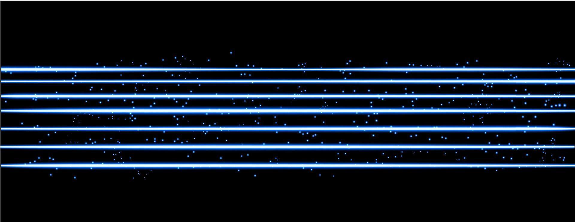 Blue swoosh neon wave over dark background. Shimmering waves with light effect and star dust trail. Blue swoosh design for web and print. vector