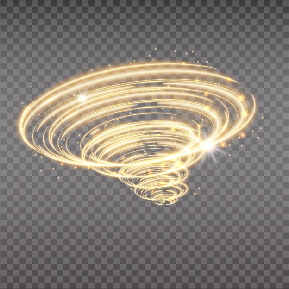 Glowing Stardust Hurricane in Twisting Golden Motion vector