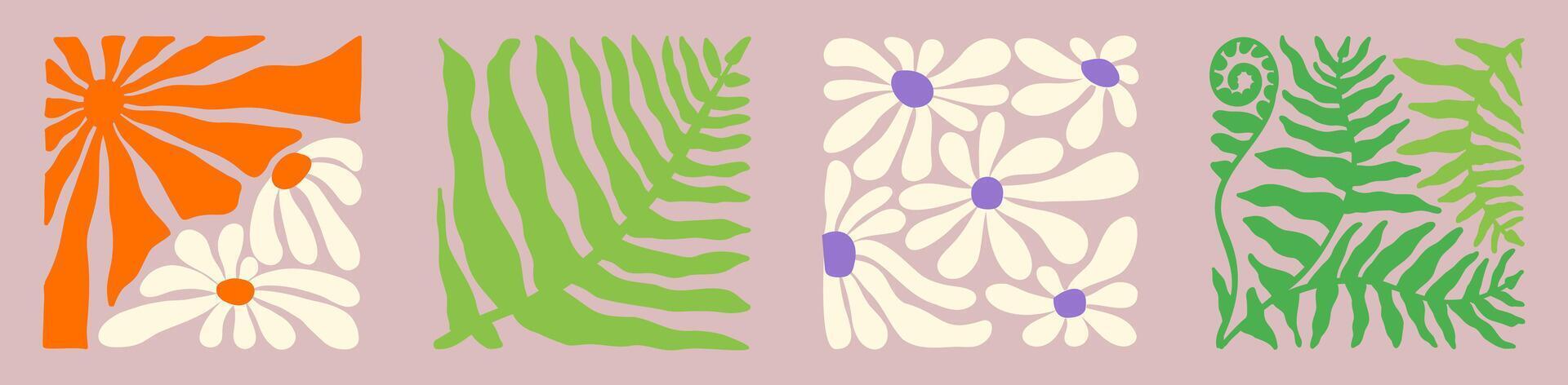 Classic wavy flower pattern from the 70s vector