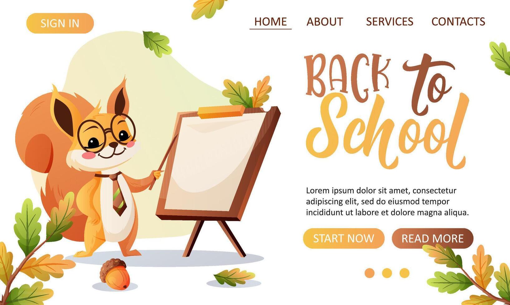 Squirrel presenting back to school theme vector