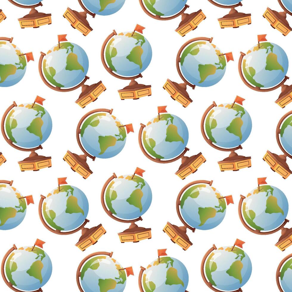 Seamless globe pattern cartoon vector