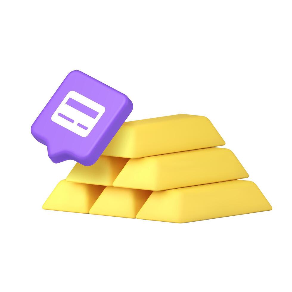 Gold bars with financial icon vector