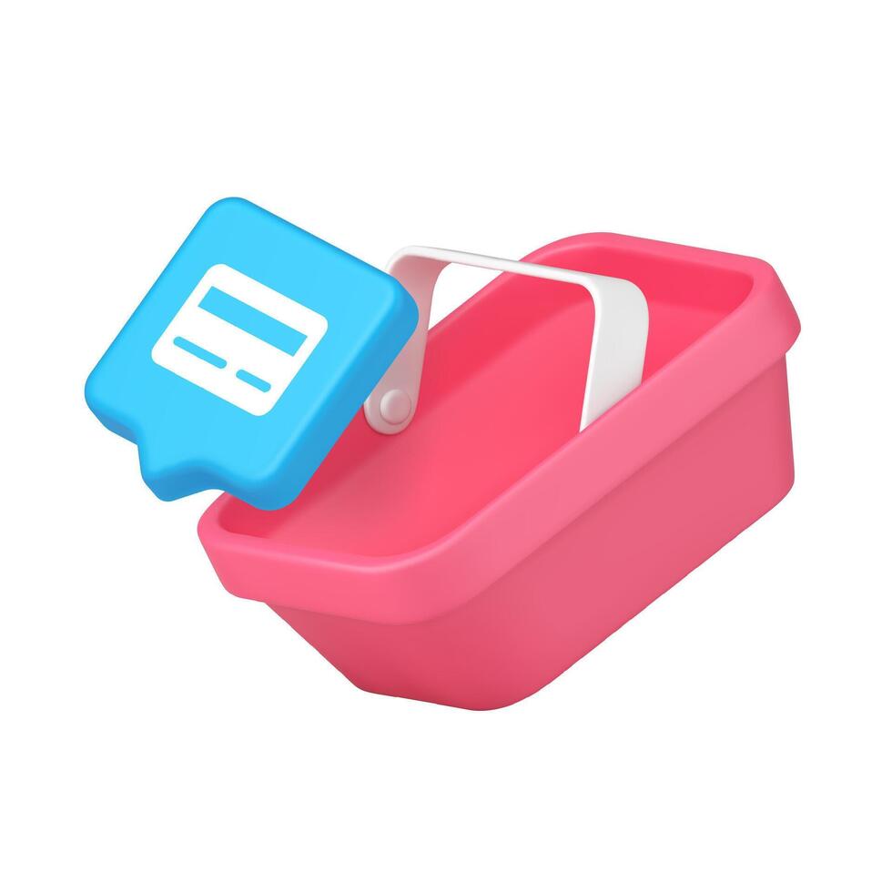 pink basket with blue lid icon vector