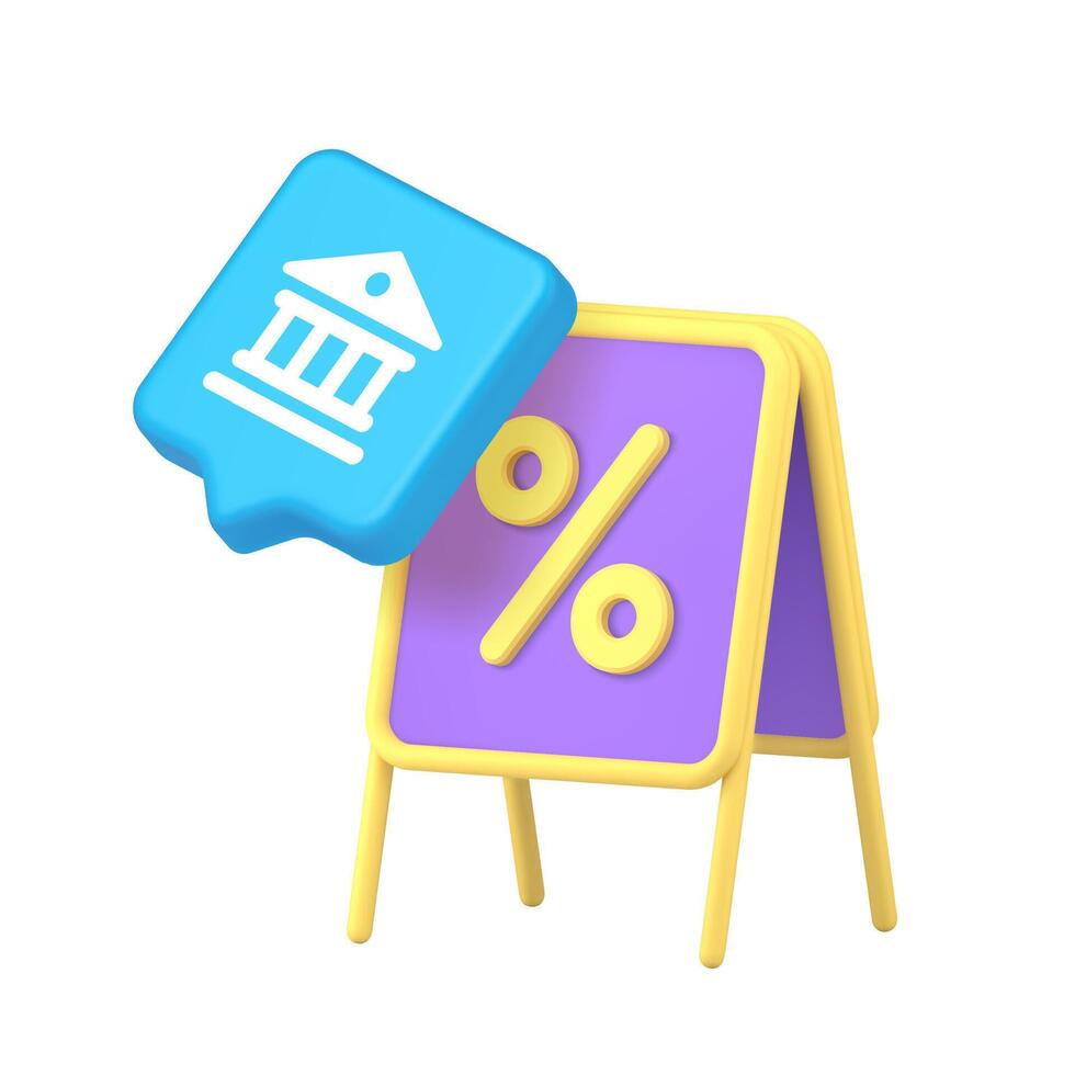 Sale sign with bank and percentage symbol vector