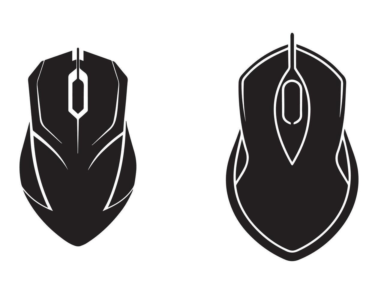 Illustration Featuring Two Computer Mice Designs Modern and Classic Style Black and White Technology Icons vector
