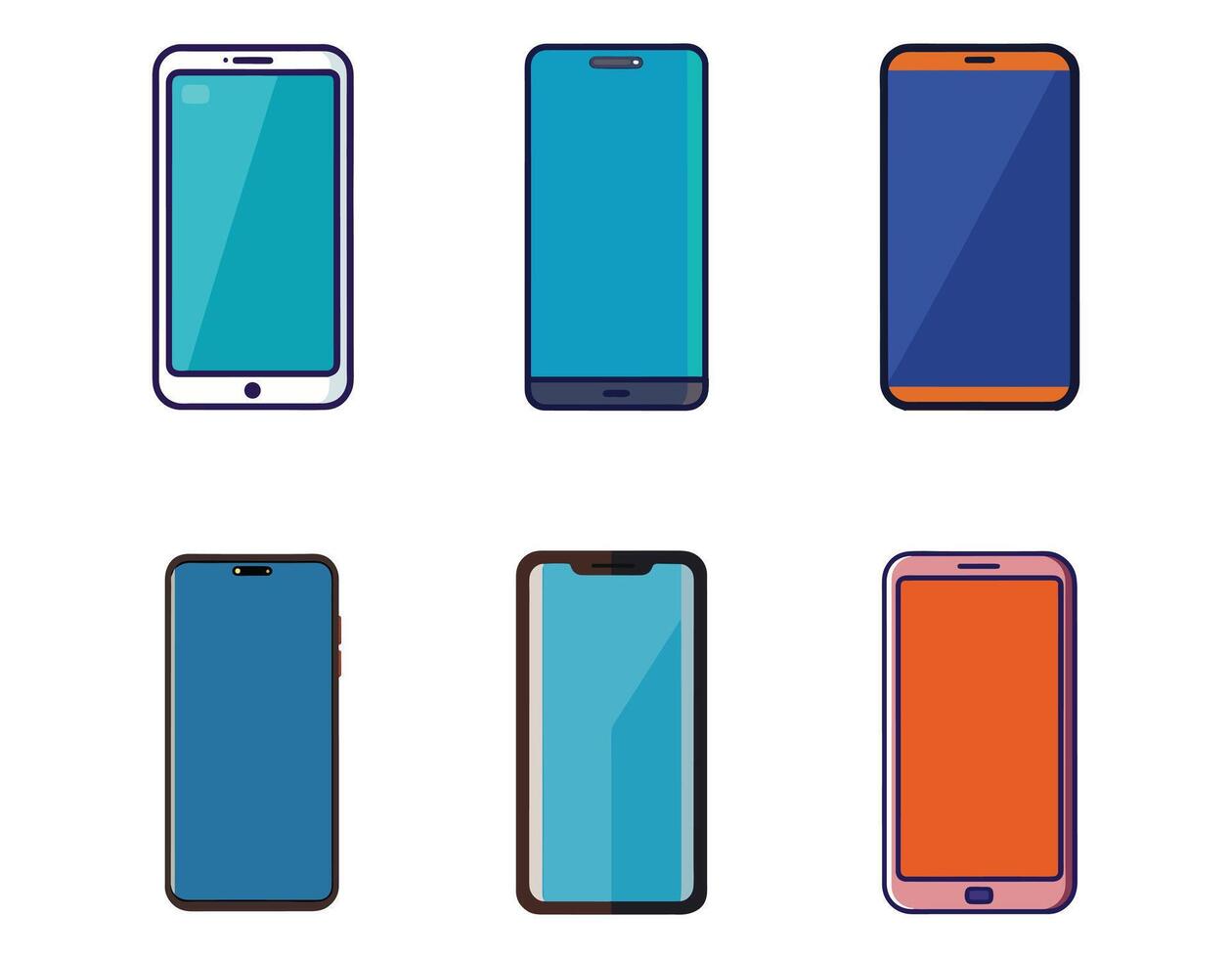 Mobile Phone Technology Illustration with Modern Smartphones and Colorful Screen Displays Representing Communication and Digital Lifestyle vector