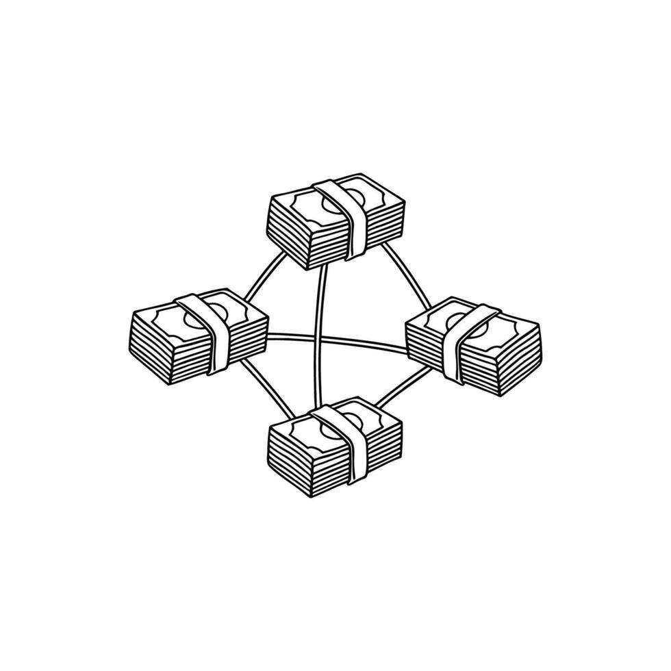 An illustration of bunch money connecting each vector
