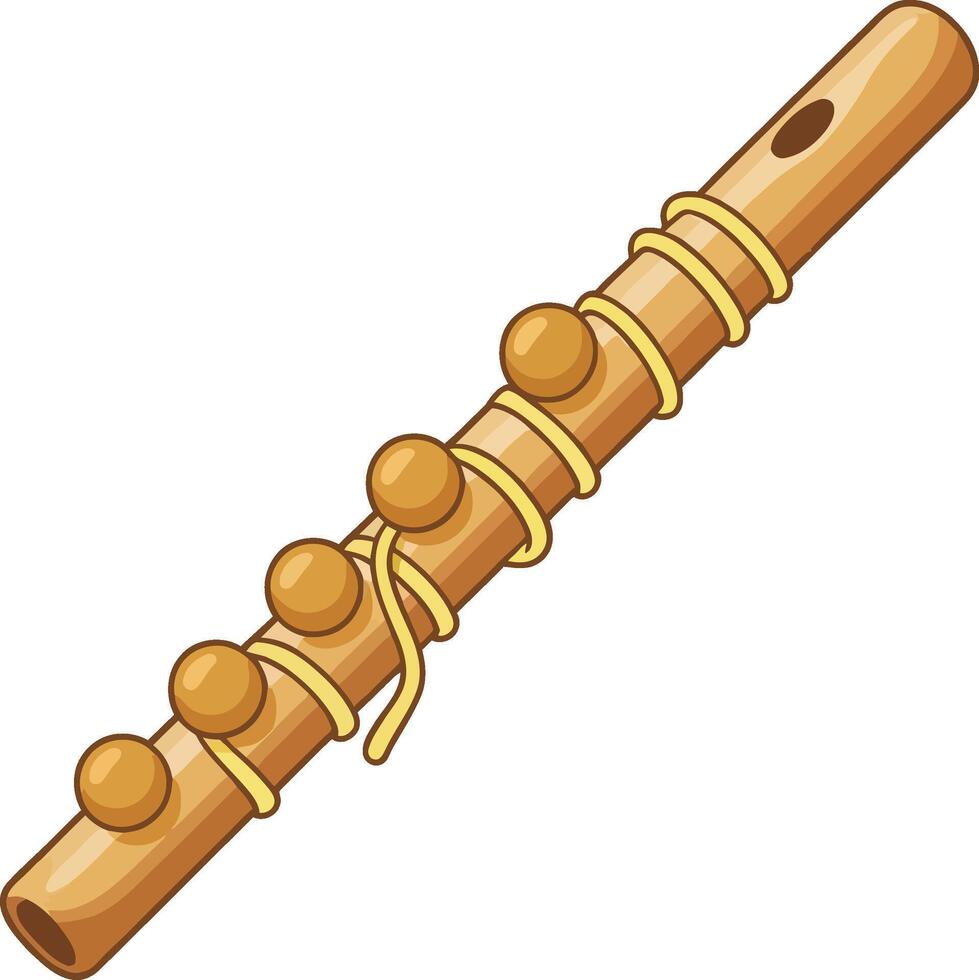 Traditional Indian Bamboo Flute Or Bansuri. Musical Instrument Illustration vector