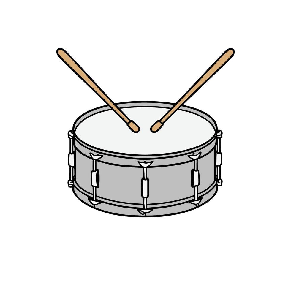 Illustration of a snare drum with crossed drumsticks vector
