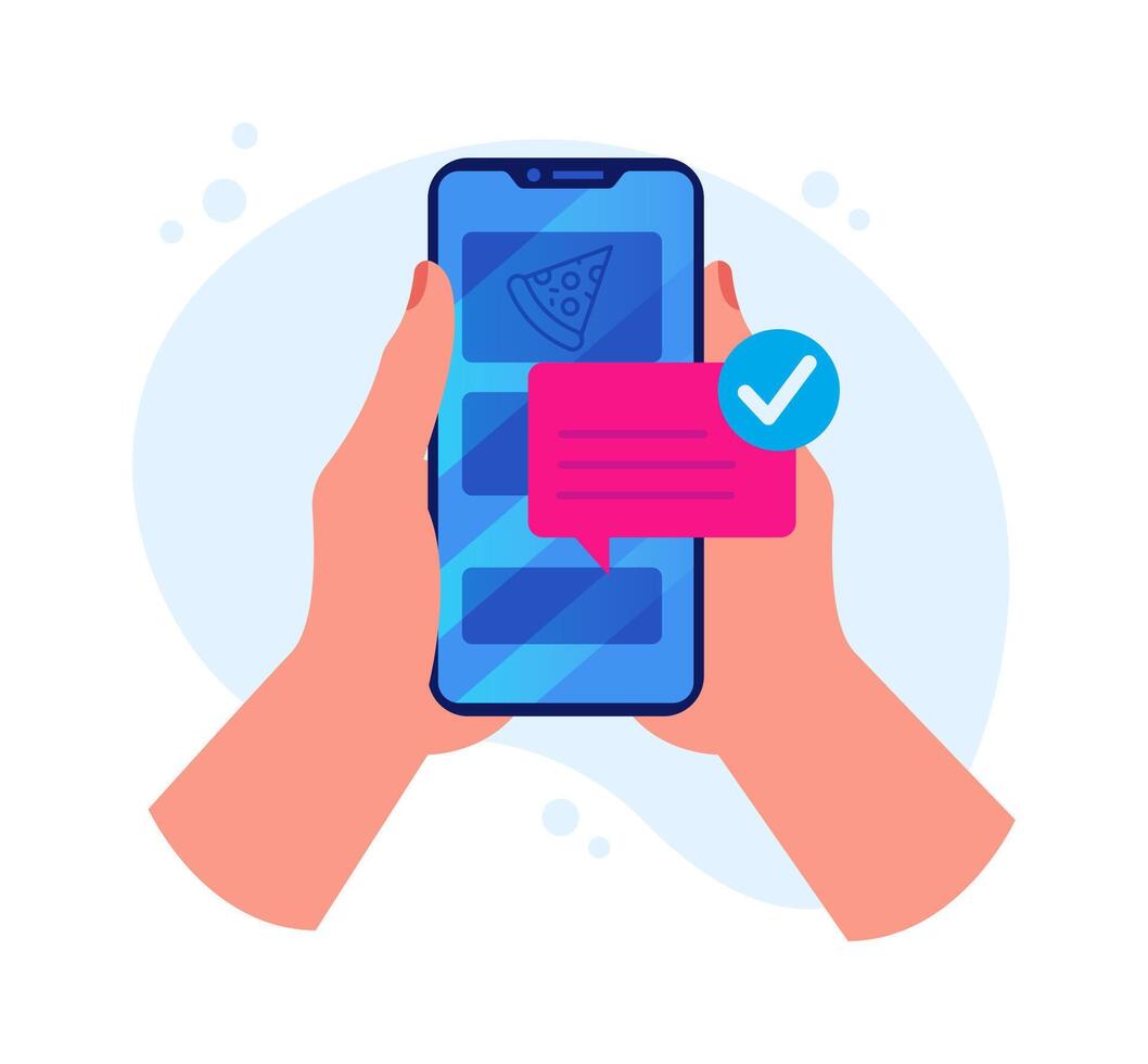 Message flat icon Accept purchase Online order by phone vector