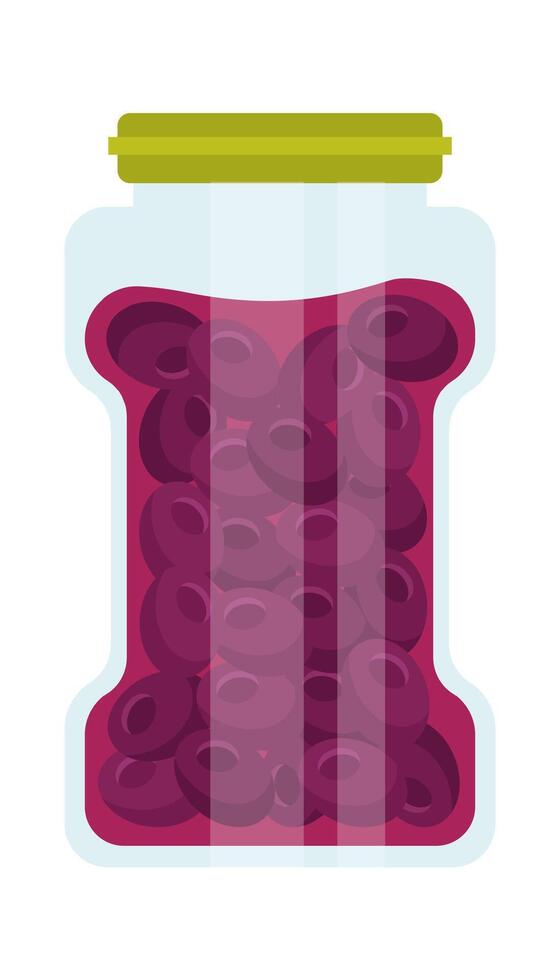 Glass jars with canned plumps flat icon Organic food vector