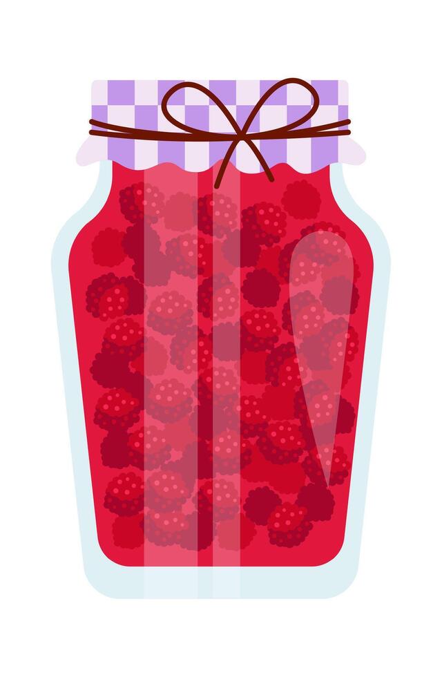 Sweet raspberry jam flat icon Canned fruits vector