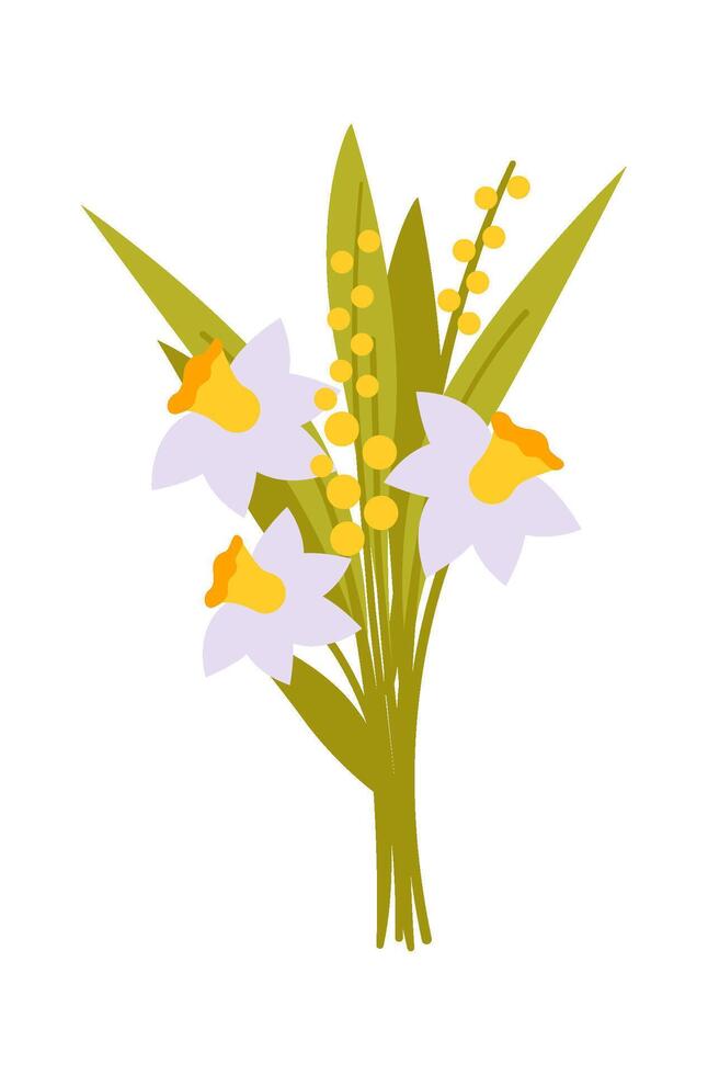 Daffodil bouquet flat icon Garden vector